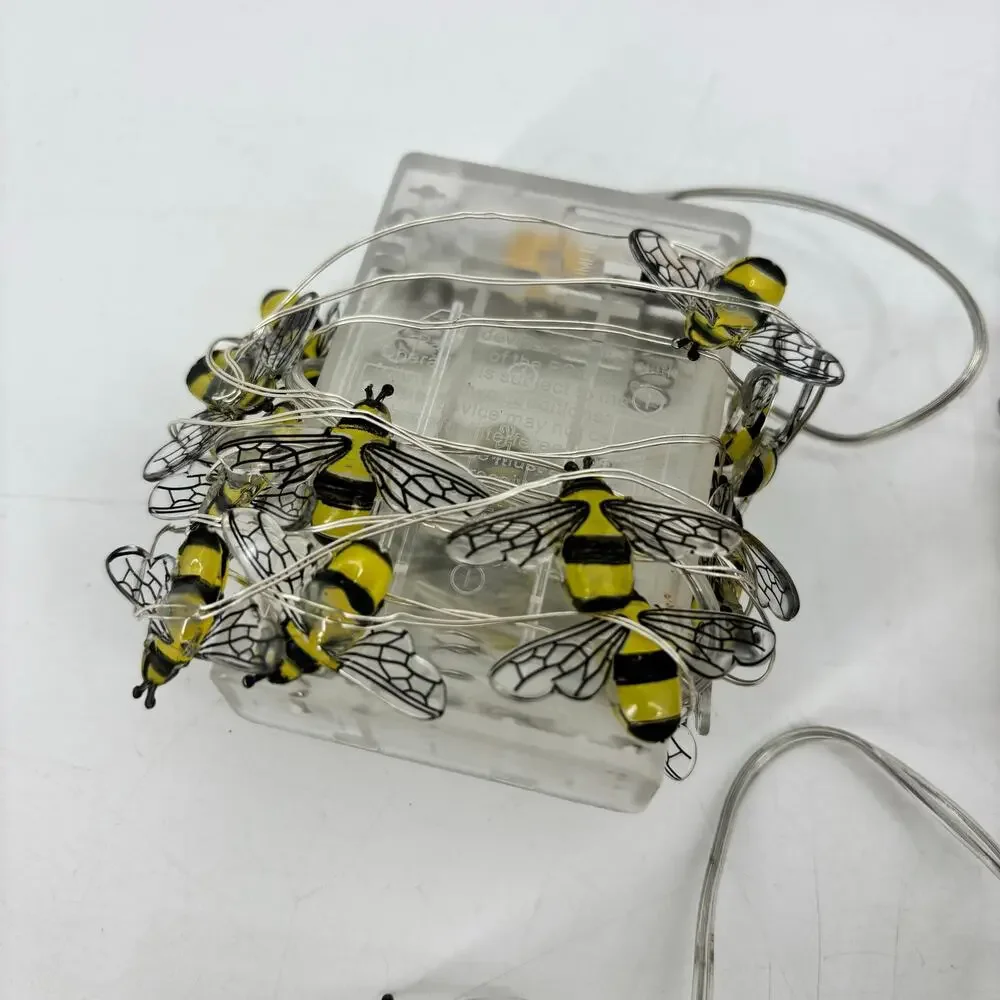Mainstays Honey Bee Lot of 12 Yellow String Light Battery Operated